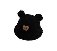 Qsvbeeqj Accogliente cappello alla pescatora foderato in pile per bambini, caldo e morbido, per ragazzi e ragazze di età compresa tra 3 e 8 anni, autunno inverno, essenziale copricapo alla moda, Nero