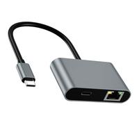 Qsvbeeqj Adattatore USB C a RJ45 ad alta velocità convertitore Ethernet tipo C per un accesso di rete stabile e ricarica simultanea del dispositivo