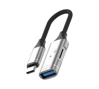 Qsvbeeqj Adattatore USB C a USB3.0 con lettore di schede di memoria Slot Tipo maschio a femmina convertitore cavo 5Gbps trasferimento dati a