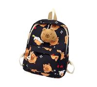 Qsvbeeqj Adorabile Capybara Carattere Zaino Per Bambini Pratica Borsa Scuola In Nylon Con Tracolla Regolabile Casual Books Borse Bambino Borsa Da Bagno Di Vita, Nero