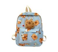 Qsvbeeqj Adorabile Capybara Carattere Zaino Per Bambini Pratica Borsa Scuola In Nylon Con Tracolla Regolabile Casual Books Borse Bambino Borsa Da Bagno Di Vita, Blu