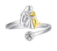 Qsvbeeqj Anelli aperti a forma di cuore per ragazze e cani, dimensioni personalizzabili, gioielli galvanizzati portatili, ideali per l'uso quotidiano. Anelli d'amore per ragazze e cani, come descritto