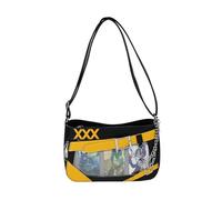 Qsvbeeqj Anime Crossbody Bag Per Le Donne Distintivo Display Messenger Bag PU Pelle Sospensione Per Gli Stili Giapponesi Amanti Pin Display Bag, nero e giallo