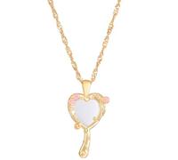 Qsvbeeqj Antica magia a specchio collana lunga per le donne gioielli regalo cuore specchio portachiavi catena girocollo collana collana girocollo San Valentino donna collana lunga, Taglia unica, come