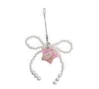 Qsvbeeqj Archi Stella Perla Perline Catena Del Telefono Dolce Bowknot Portachiavi Tendenza Pendente Appendini Corda Per Le Donne Gioielli Accessorio Bowknot Portachiavi, A, Taglia unica