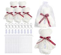 Qsvbeeqj Baby Showers Ritorno Favore Peluche Orso Portachiavi Con Sacchetti di Organza Grazie Tages Asciugamani Per La Decorazione Della Festa di Nozze