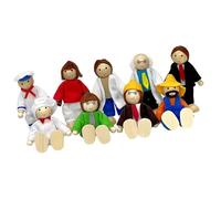 Qsvbeeqj Bambole Interattive di Famiglia Di Legno Per Bambini Apprendimento E Competenze Sociali Sviluppo Bambola Di Legno E Poliestere Con Arti Mobili Famiglia Di Bambole