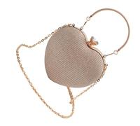 Qsvbeeqj Borsa a tracolla da donna a forma di cuore elegante con catena da sera con cinturino a catena per feste e balli studenteschi da sera con tracolla a forma di cuore, Oro, One Size