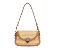 Qsvbeeqj Borsa da donna in paglia, borsa da spiaggia tessuta a mano, borsa da messaggero a tracolla, borsa da vacanza per viaggi quotidiani donne tessuto a mano, tè al latte, albicocca