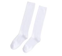 Qsvbeeqj Calze da uomo al ginocchio in cotone traspirante confortevole tinta unita calze lunghe per abiti da lavoro e abbigliamento casual calzini di cotone da lavoro, bianco, Taglia unica