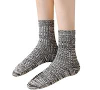 Qsvbeeqj Calze invernali da donna in finta lana a coste, spesse e calde, termiche, casual, per il freddo e l'inverno caldo, Grigio scuro, Taglia unica