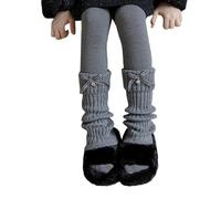 Qsvbeeqj Calze lunghe da donna alla moda a righe in maglia a righe calde studentesse ragazze anni '90 calzini per stivali da festa casual streetwear regali calze a maniche svasate, Grigio scuro