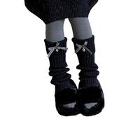 Qsvbeeqj Calze lunghe da donna alla moda a righe in maglia a righe calde studentesse ragazze anni '90 calzini per stivali da festa casual streetwear regali calze a maniche svasate, Nero , Taglia unica