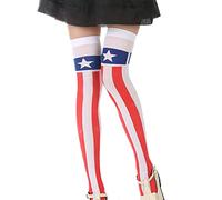 Qsvbeeqj Calze lunghe sopra il ginocchio stampate a righe stelle calze lunghe bandiera dell'indipendenza calze alte coscia costume cosplay per donna calze cosplay per donne calze cosplay per le donne