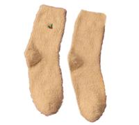 Qsvbeeqj Calzini a tema natalizio con ricamo in peluche isolamento termico unisex coppie avventure sulla neve calzini di Natale polpaccio, cachi, Taglia unica