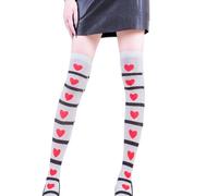 Qsvbeeqj Calzini al ginocchio morbidi sopra il ginocchio per Halloween modello divertente festa danza cosplay carnevale gioco evento stampa cuore calze elastiche donna