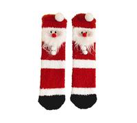 Qsvbeeqj Calzini da donna di Natale Fuzzy Calzini Cartoon Calzini Morbido Slipper Accogliente Caldo Casa Regali di Inverno Natale Fuzzy Donne Con Impugnature, B, One Size