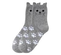 Qsvbeeqj Calzini da donna in cotone a metà polpaccio con orecchie e zampe di gatto stampa novità divertente cartone animato animale calzetteria regalo divertente equipaggio, D, Taglia unica