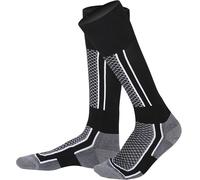 Qsvbeeqj Calzini da sci per le donne e gli uomini a compressione calzini alti al ginocchio invernali caldi per lo sci snowboard sport all'aria aperta regali sci uomini e donne, Grigio e nero., Taglia