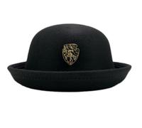 Qsvbeeqj Cappello a cloche fatto a mano in lana elegante bombetta regali a sorpresa per la fidanzata per le vacanze Cappelli a bombetta a tesa rovesciata per gli uomini, Nero , S