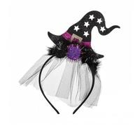 Qsvbeeqj Cappello da strega con paillettes per Halloween, fascia per capelli per il giorno dei morti, accessorio per capelli per tutte le età, festival, decorazione per capelli, accessorio per capelli