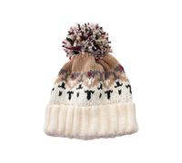Qsvbeeqj Cappello senza tesa con pompon alla moda per donne studentesse morbido caldo lavorato a maglia fiore cappello teschio per varie occasioni copricapo quotidiano cappelli caldi con teschio, C