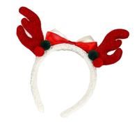 Qsvbeeqj Cerchietto per capelli con renna e fiocco, decorazione comoda, per Natale, canti natalizi e scambio di regali di Natale con fiocco