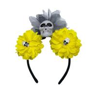 Qsvbeeqj Cerchietto per capelli da donna a forma di fiore finto e teschio, per feste di Halloween, accessorio per capelli da donna per scattare foto