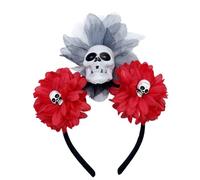 Qsvbeeqj Cerchietto per capelli da donna a forma di fiore finto e teschio, per feste di Halloween, accessorio per capelli da donna per scattare foto