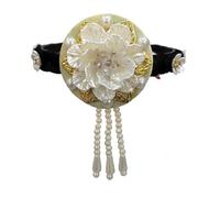 Qsvbeeqj Cerchietto tradizionale coreano con perle e fiori, per spettacoli teatrali e festival etnici, accessori per capelli fatti a mano