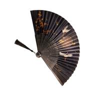 Qsvbeeqj Cinese Elegante Ventilatore Pieghevole Con Modello Gru Stile Antico Prestazioni Legno E Tessuto Ventilatore Palmare Con Nappe Eleganti Gru Disegni