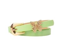 Qsvbeeqj Cintura da donna in pelle PU con dettaglio farfalla dorata ornamento in vita elegante cinturino per abito per lo styling del vestito cintura di moda regolabile per abiti, Verde chiaro, Taglia