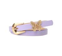 Qsvbeeqj Cintura da donna in pelle PU con dettaglio farfalla dorata ornamento in vita elegante cinturino per abito per lo styling del vestito cintura di moda regolabile per abiti, F, Taglia unica