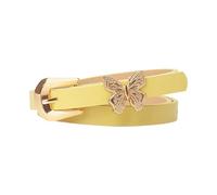 Qsvbeeqj Cintura da donna in pelle PU con dettaglio farfalla dorata ornamento in vita elegante cinturino per abito per lo styling del vestito cintura di moda regolabile per abiti, giallo chiaro