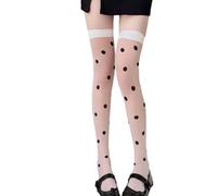 Qsvbeeqj Collant da donna con reggicalze rotondo a pois con fantasia a pois autoreggenti con reggicalze collant sopra il ginocchio calze lunghe calze rotonde a pois, Tubo lungo, Taglia unica