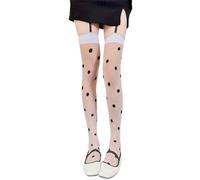 Qsvbeeqj Collant da donna con reggicalze rotondo a pois con fantasia a pois autoreggenti con reggicalze collant sopra il ginocchio calze lunghe calze rotonde a pois, B, Taglia unica