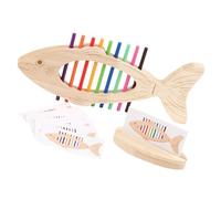 Qsvbeeqj Competenza motoria, giocattolo per ossa di pesce in legno, con attività di riconoscimento del colore, per apprendimento prescolare e giocare a pesci in legno