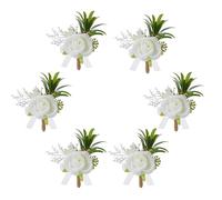 Qsvbeeqj Confezione da 6 rose artificiali bianche, multiuso, con fiori finti per il bavero, accessori da sposa