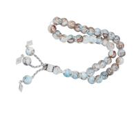 Qsvbeeqj Confortevole Luce Preghiera Perla Resina Di Vetro Braccialetto Buddista 33 Perle Gioielli Spirituali Per Mindfulness Rituale Braccialetto di Perle di Vetro, Taglia unica, come descritto