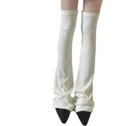 Qsvbeeqj Costine Lavorato A Maglia Svasato Coscia Calze Alte Sopra Ginocchio Scaldamuscoli Solido Calze Per Le Donne di Moda Lavorato A Maglia Sopra Il Ginocchio Svas, bianco, Taglia unica