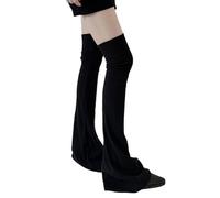 Qsvbeeqj Costine Lavorato A Maglia Svasato Coscia Calze Alte Sopra Ginocchio Scaldamuscoli Solido Calze Per Le Donne di Moda Lavorato A Maglia Sopra Il Ginocchio Svas, Nero , Taglia unica