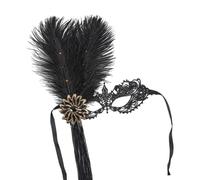 Qsvbeeqj Costume da donna con piume, veneziano, per Halloween, martedì grasso, mezza maschera, maschera per gli occhi