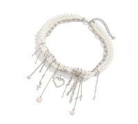 Qsvbeeqj Creativo Imitazione Perle Collana Con Cuore E Nappe Progetta Un Pendente Per Le Parti Indossare Alla Moda Dichiarazione, Taglia unica, come descritto, come descritto