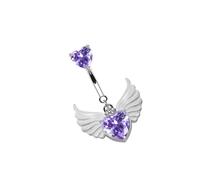 Qsvbeeqj Cuore ombelico suono vestito facile da abbinare il proprio fascino struttura in acciaio inox per gli appassionati di moda moderna anello di pancia floreale con ali di cuore rafforzare