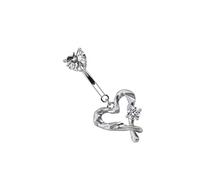 Qsvbeeqj Cuore ombelico suono vestito facile da abbinare il proprio fascino struttura in acciaio inox per gli appassionati di moda moderna anello di pancia floreale con ali di cuore rafforzare