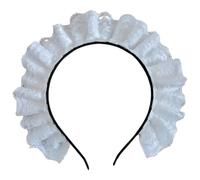 Qsvbeeqj Delicato cerchietto per capelli da cameriera per cosplay, in pizzo pieghettato, accessorio per feste di Halloween, per donne e ragazze