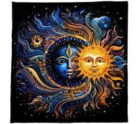 Qsvbeeqj Divinations Tovaglia Luna & Sole Astrologys Tarocchi Tovaglia Altari Tessuto Givinazioni Accessori per gioco da tavolo