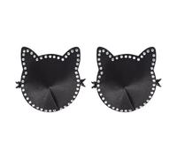 Qsvbeeqj Donne Gatto Orecchie Colla Copri Capezzoli Strass Glitter Tortini Adesivi Petto Riutilizzabili Bra Petali Donne Capezzolo Correttore, bianco, Taglia unica