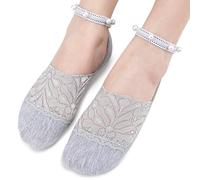 Qsvbeeqj Donne Senza Seamless Pizzo Caviglia Calzini Delle Donne Nonslip Faux Perle Cinghie Morbide Fibre Elastiche Traspirante Per Lavoro E Tempo Libero Perle Artificiali Decorate Invisibile Usura