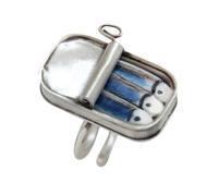 Qsvbeeqj Elegante barattolo di sardine con anelli artigianali in lega robusta accessorio per aggiungere umoristica a qualsiasi abbigliamento, design unico gioielli
